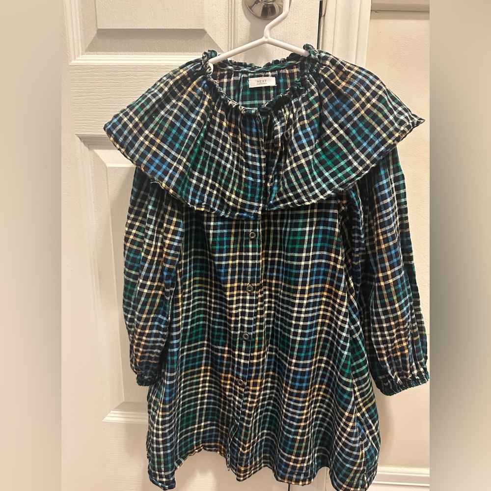 NEXT DIRECT • Girls Check Ruffle Collared Shirt Dress